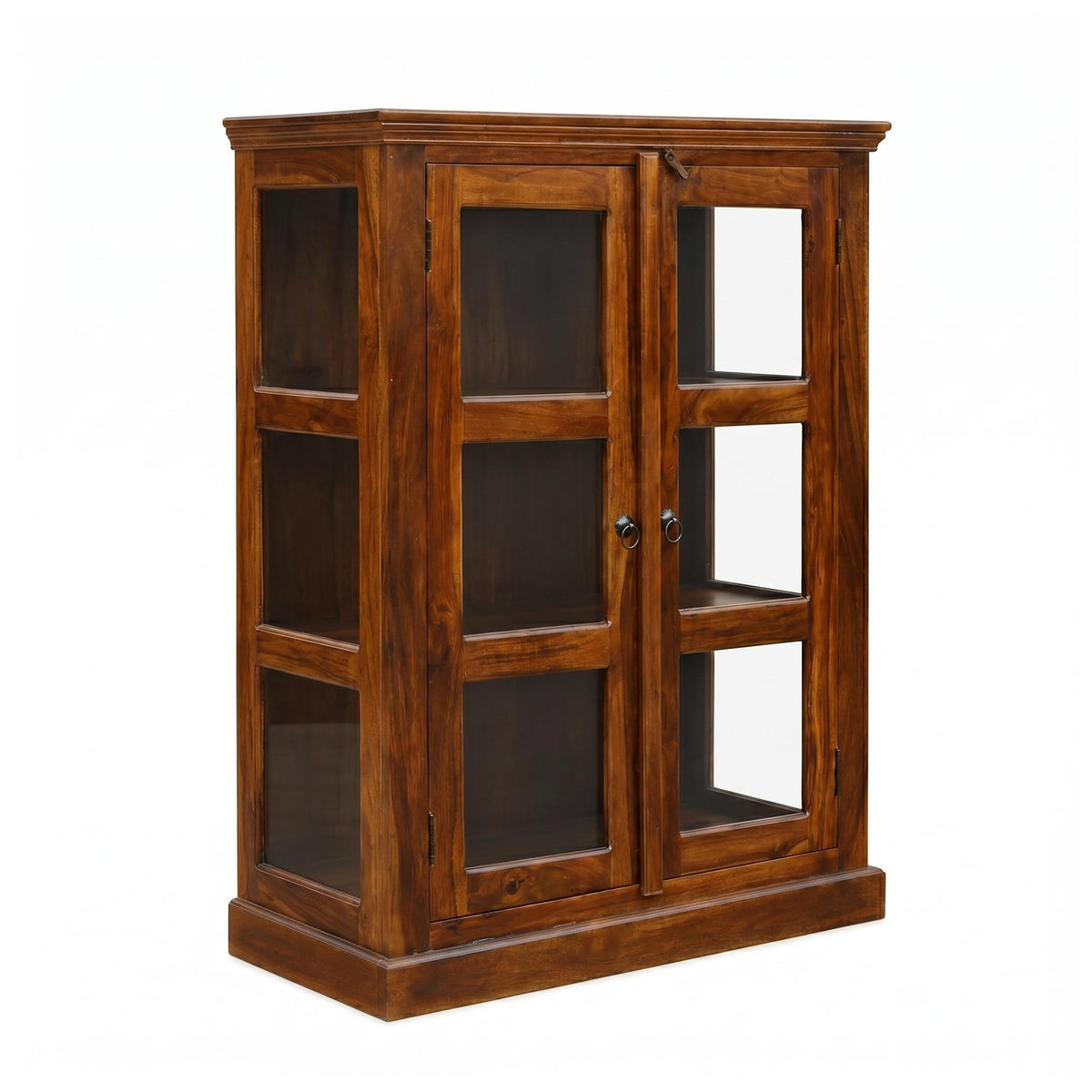 Mini 20 Glass Solid Sheesham Wood Book Shelf for Home Library in natural finish - alternate view