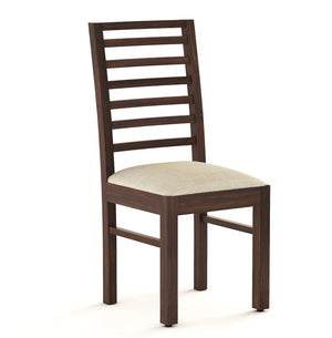 Luxe Solid Wood dining Table Set 6 Seater with Cushion Chair - Walnut Finish