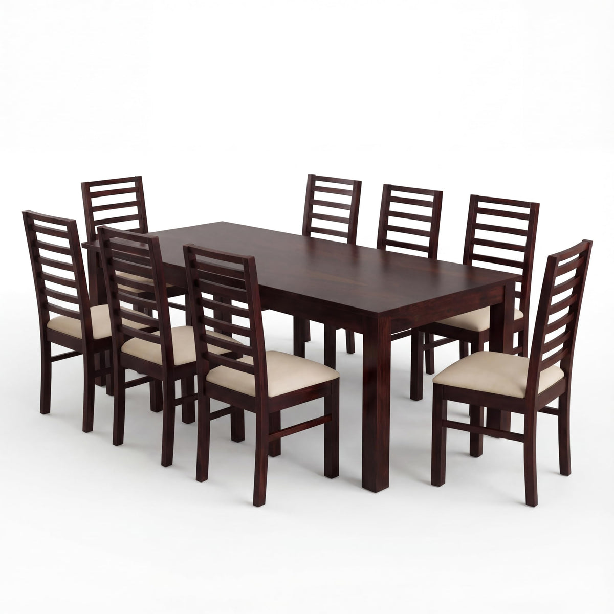 7 Fanti Solid Sheesham Wood 8 Seater Dining Table Set in walnut finish - dining chair detail
