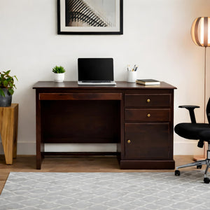 Carmel Lite Solid Sheesham Wood Study Table - Walnut Finish