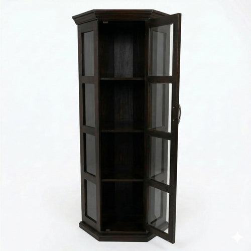Astro Solid Sheesham Wood Book Shelf for Home Library in walnut finish - side angle view