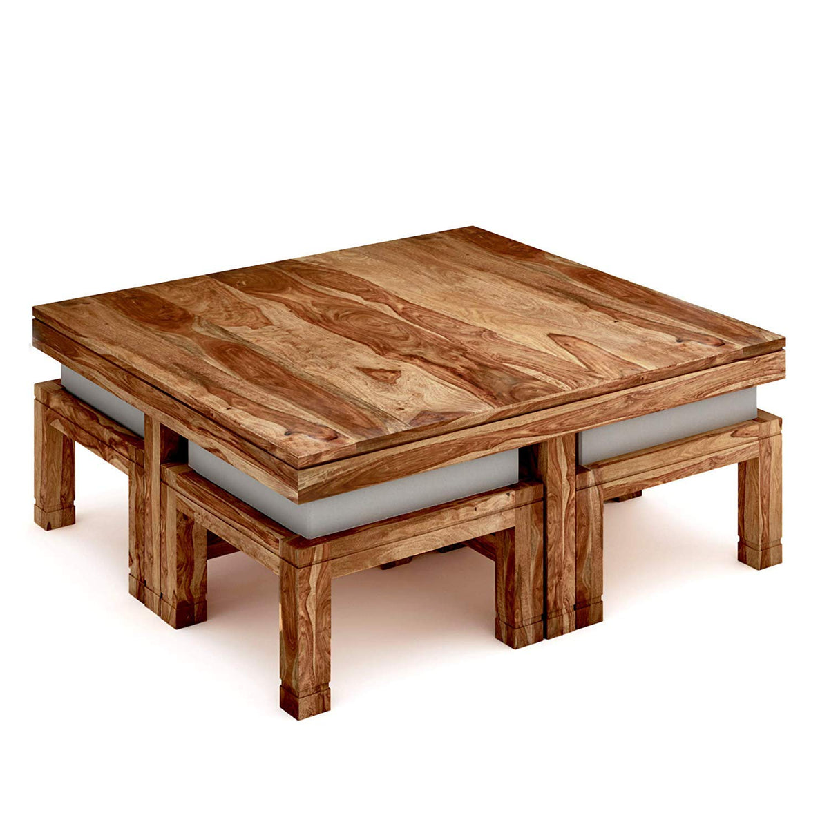 RK-CT4S-14 Solid Sheesham Wood Coffee Table - close-up of the natural finish and wood grain