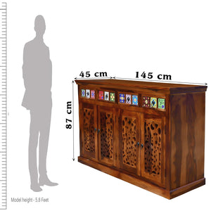 Wooden Sideboard Tv Cabinet for Living Room - Honey Teak Finish