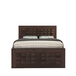 Diamond Solid Sheesham Wood Single Bed with Box Storage - Walnut
