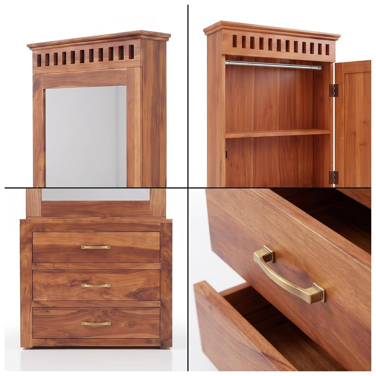Kuber Solid Sheesham Wood Dressing Table in natural finish - alternate view