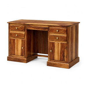 Carmel 2 Door Sheesham Wood Study Table for Students with 4 Drawers & 2 Doors - Natural Finish