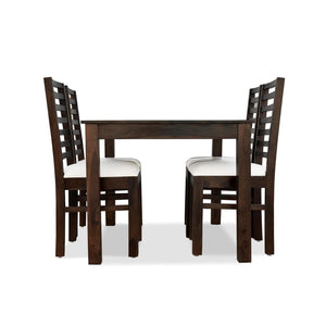 Solid Sheesham Wood 4 Seater Dining Table Set Finish - Walnut