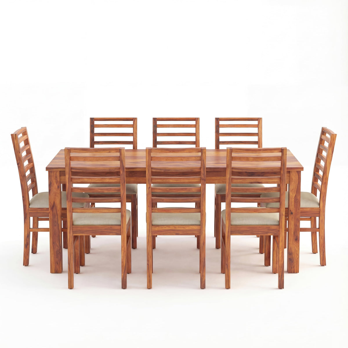 7 Fanti Solid Sheesham Wood 8 Seater Dining Table Set in natural finish - alternate view