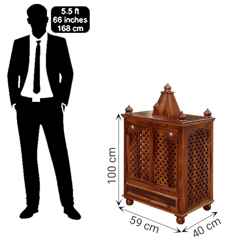 Mini Solid Sheesham Wood Home Temple