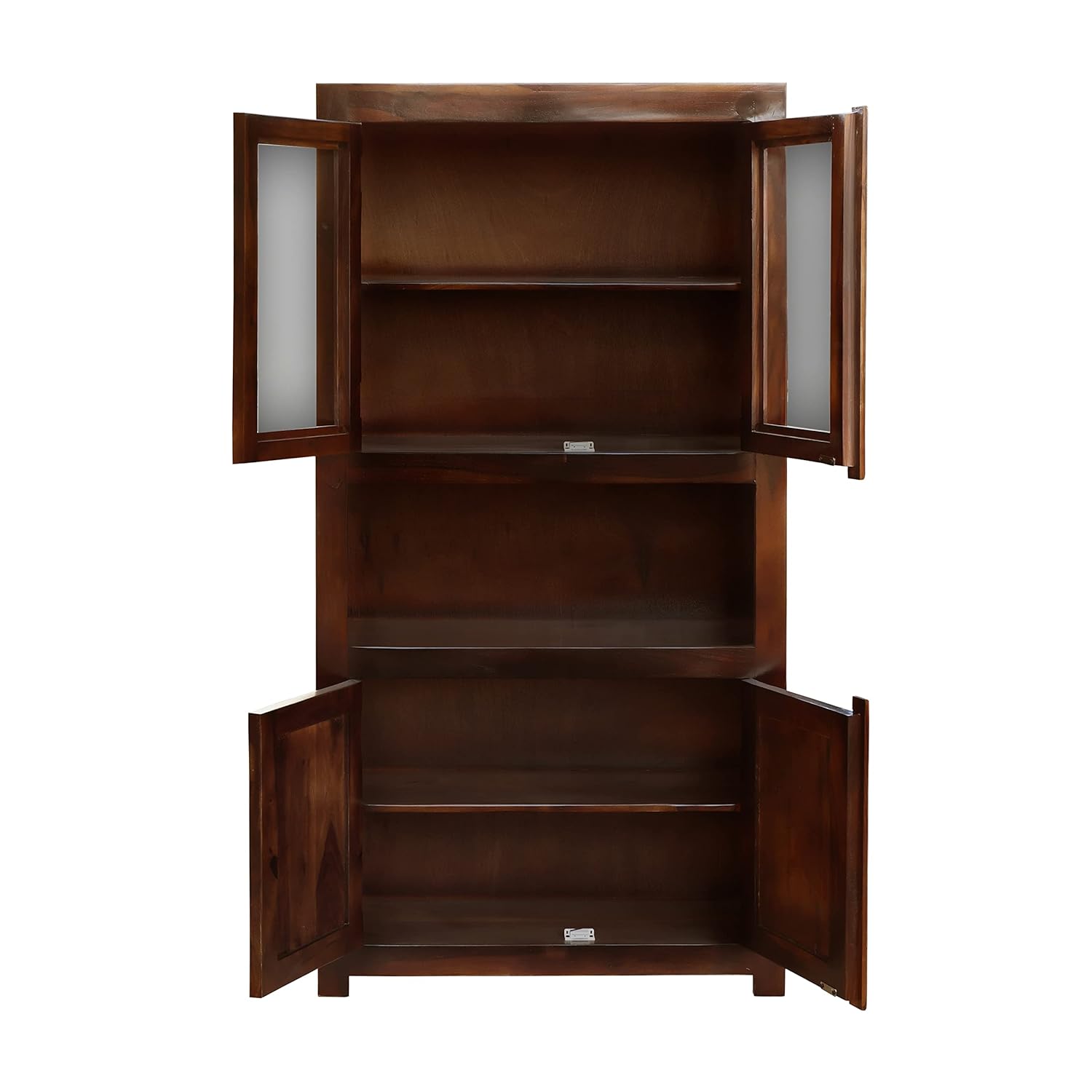 Zentra Sheesham Wood Crockery Cabinet with Glass Door - Natural Finish