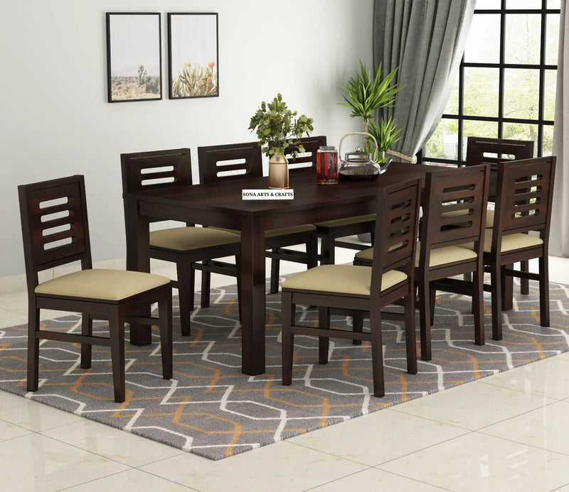 Capsule Sheesham Wood 8 Seater Dining Set - Walnut Finish