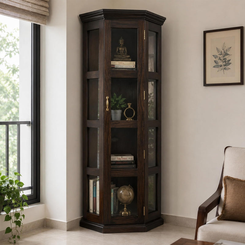 Astro Solid Sheesham Wood Book Shelf for Home Library - Walnut Finish