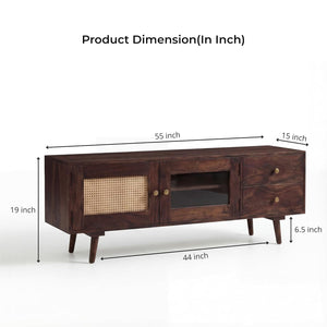Sheesham Wood Tv Unit for Living Room  TV Cabinet with Door Walnut