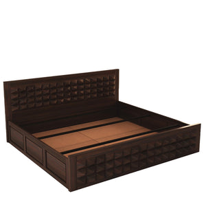 Niwar Solid Sheesham Wood Queen Size Bed without Storage - Walnut Finish