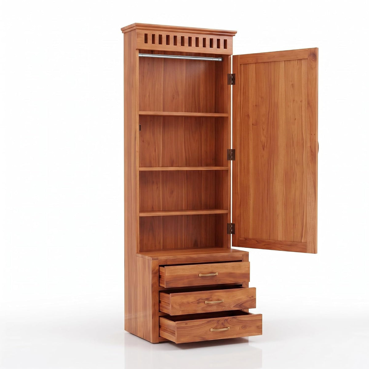 Kuber Solid Sheesham Wood Dressing Table in natural finish - mirror detail