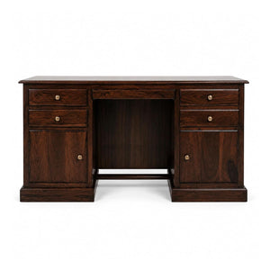 Carmel 2 Door Sheesham Wood Study Table 4 Drawers and 2 Doors - Walnut Finish