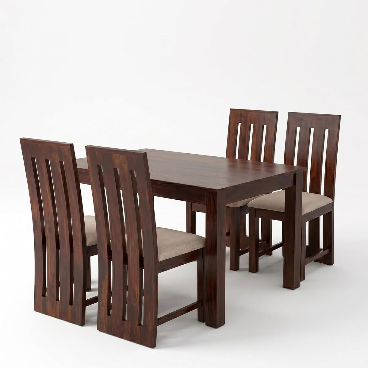 Poster D2 Solid Sheesham Wood Dining Table 4 Seater Dining Table Set - Walnut Finish