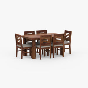 Capsule 6 Seater Sheesham Wood Dining Table Set - Natural Finish
