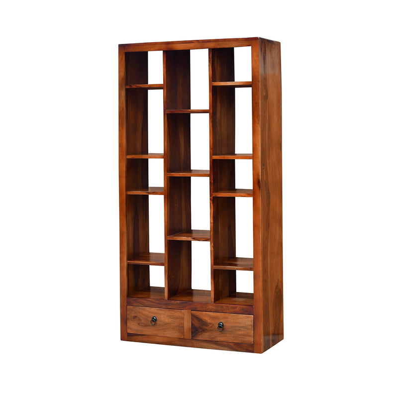 SAC-Zigzag Solid Sheesham Wood Book Shelf for Home Library