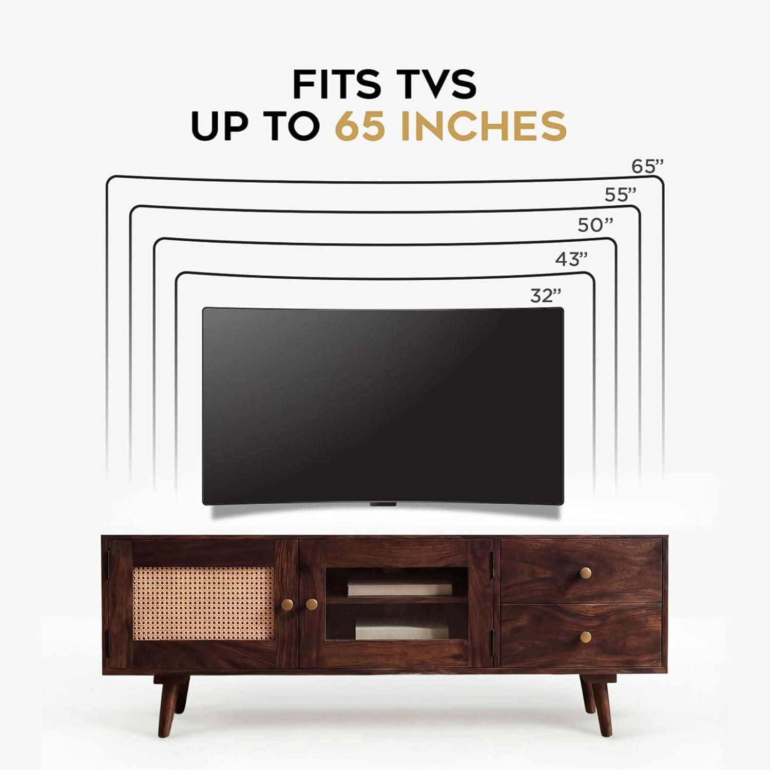 Sheesham Wood Tv Unit for Living Room  TV Cabinet with Door Walnut