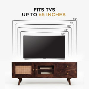 Sheesham Wood Tv Unit for Living Room  TV Cabinet with Door Walnut