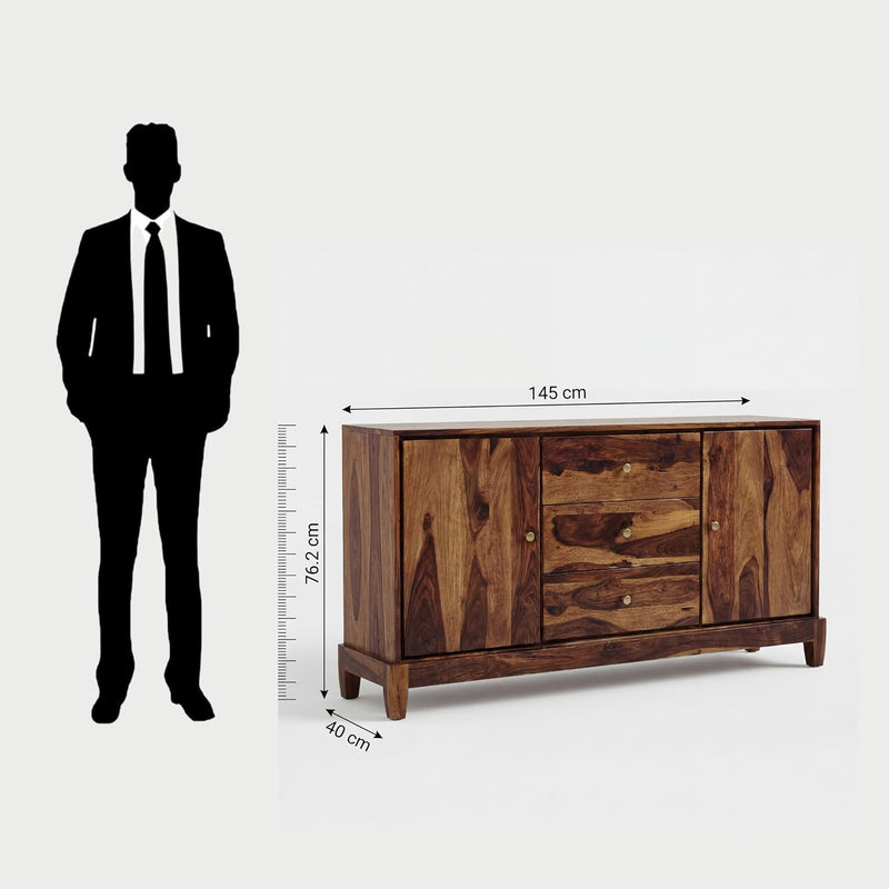Oaklyn Wooden Stand Sideboard TV Cabinet for Living Room - Natural Finish