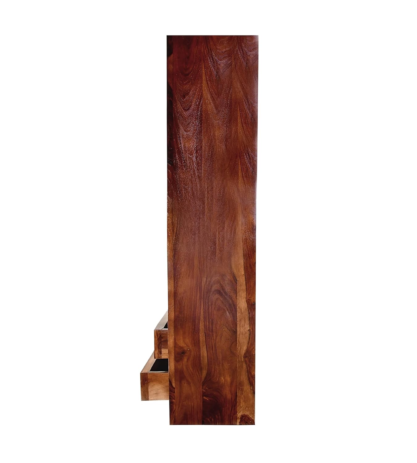 Diamond Wooden Book Shelf with Glass Rack and Drawer Storage - Natural Finish