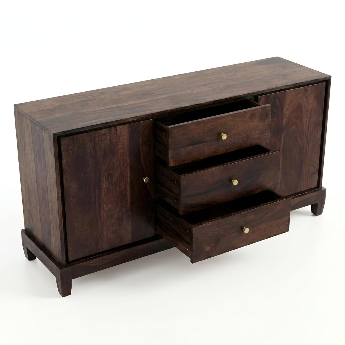 Oaklyn Sheesham Wood Stand Sideboard TV Cabinet for Living Room - Walnut Finish