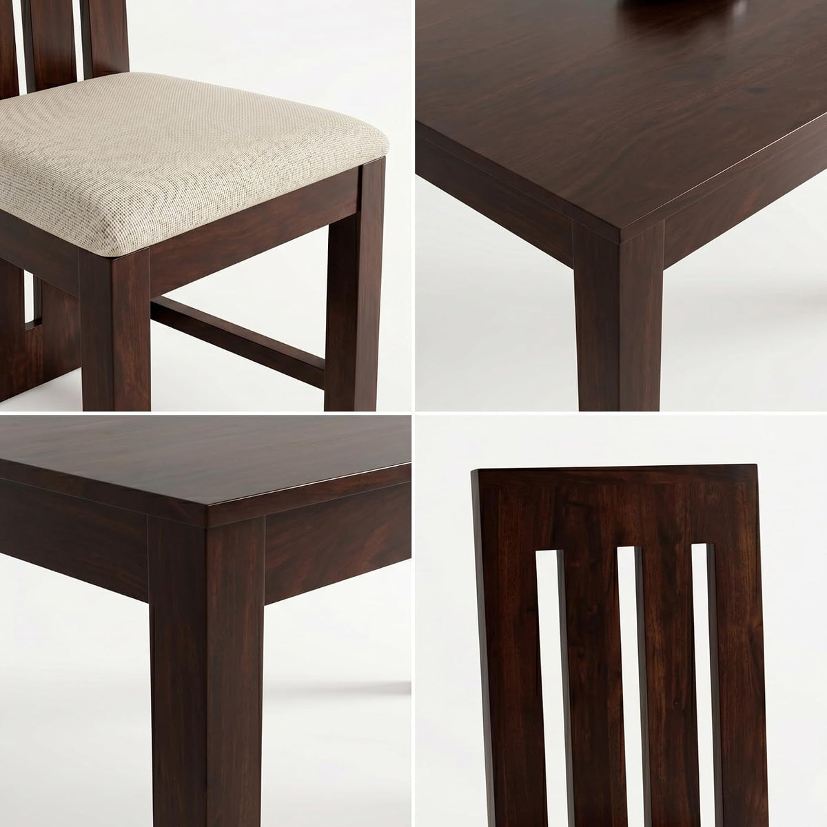 Poster D2 Solid Sheesham Wood Dining Table 4 Seater Dining Table Set - Walnut Finish