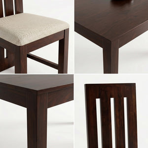Poster Solid Sheesham Wood 4 Seater Dining Table Set with Bench - Walnut Finish