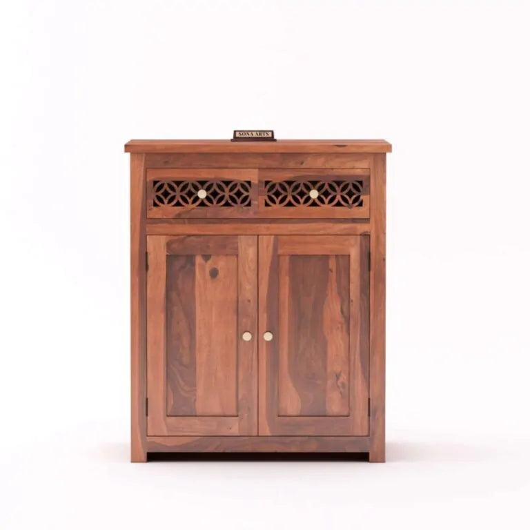 CNC Solid Sheesham Wood Sideboard Cabinet Finish - Natural