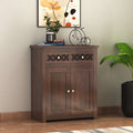 CNC Solid Sheesham Wood Sideboard Cabinet Finish - Walnut