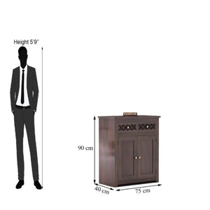 CNC Solid Sheesham Wood Sideboard Cabinet Finish - Walnut