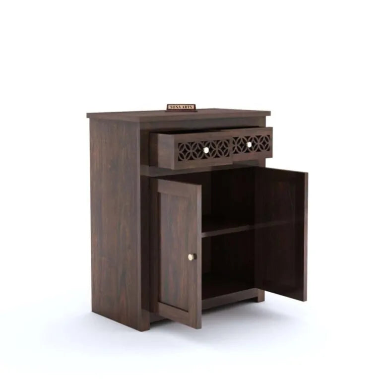 CNC Solid Sheesham Wood Sideboard Cabinet Finish - Walnut