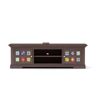 Tile Solid Sheesham Wood TV Cabinet Honey Finish - Walnut