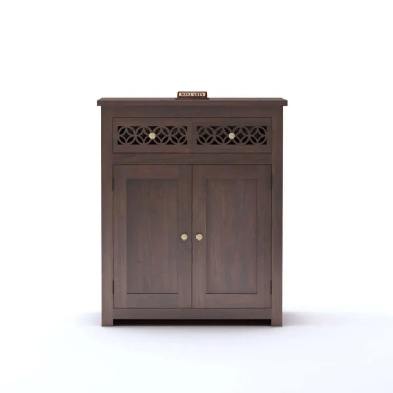 CNC Solid Sheesham Wood Sideboard Cabinet Finish - Walnut