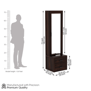 Velora Dressing Table with Mirror and Storage for Bedroom - Walnut Finish