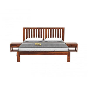 Bars Solid Sheesham Wood Bed Without Storage Finish -Teak
