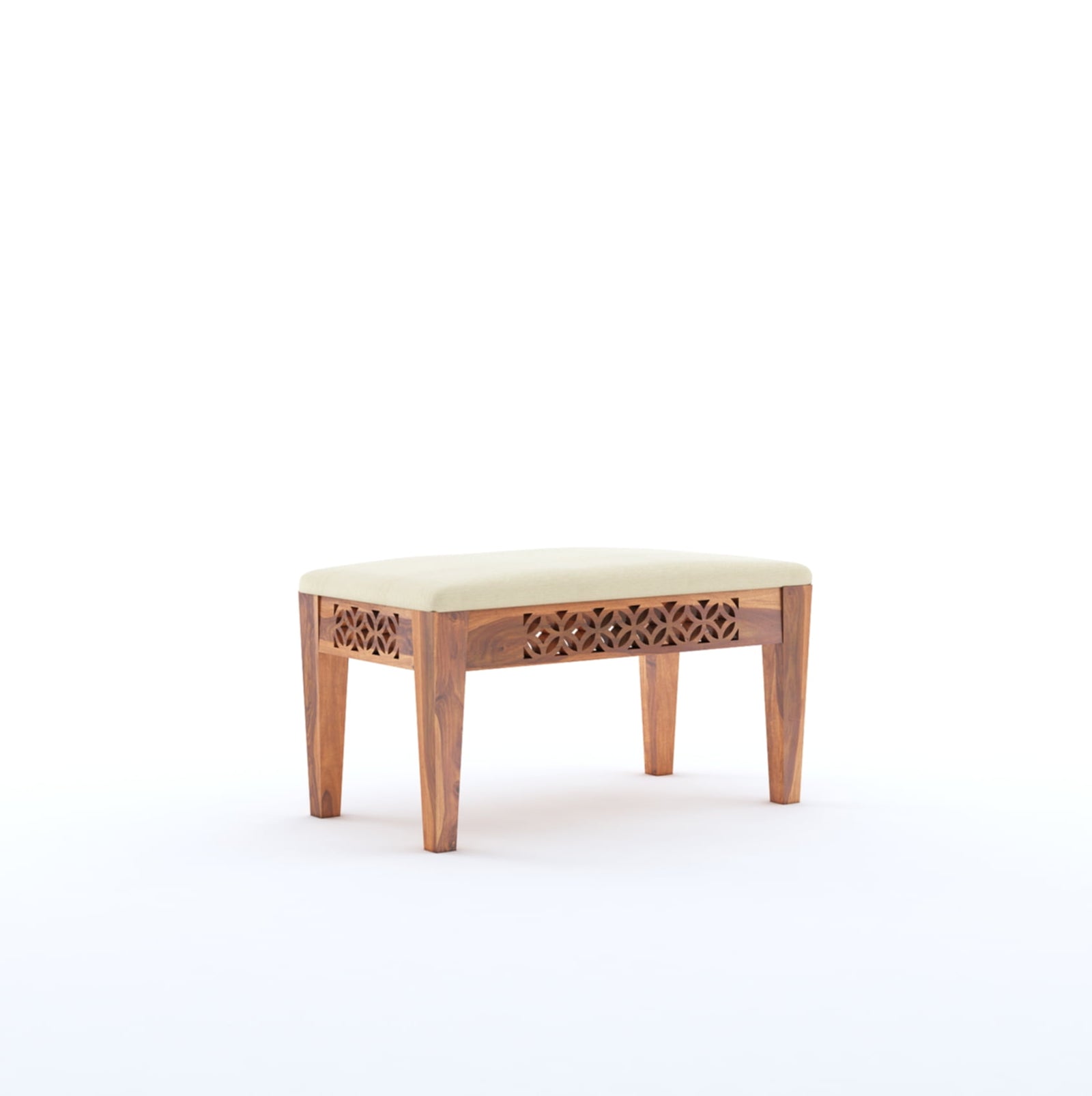 CNC Sheesham Wood Dining Table 4 Seater - Natural Finish