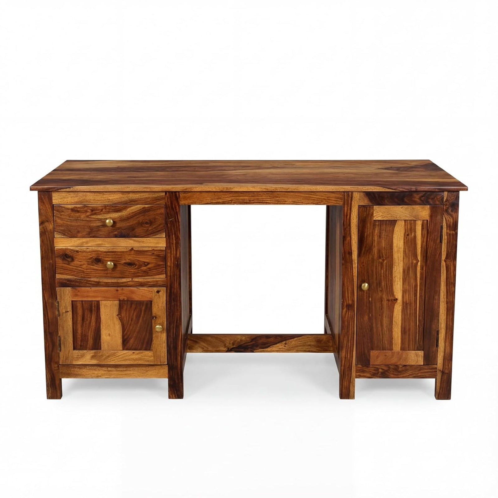 VIP Sheesham Wood Study Table with 2 Drawers & 2 Doors Finish - Natural