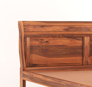 Curve Solid Sheesham Wood Queen Size Bed without Storage - Natural Finish
