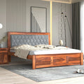 Zeus King Size Wooden Upholstered Bed Without Storage Finish - Natural