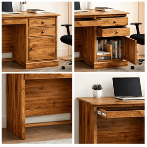 Carmel Lite Solid Sheesham Wooden Study Table for Students Desk Natural