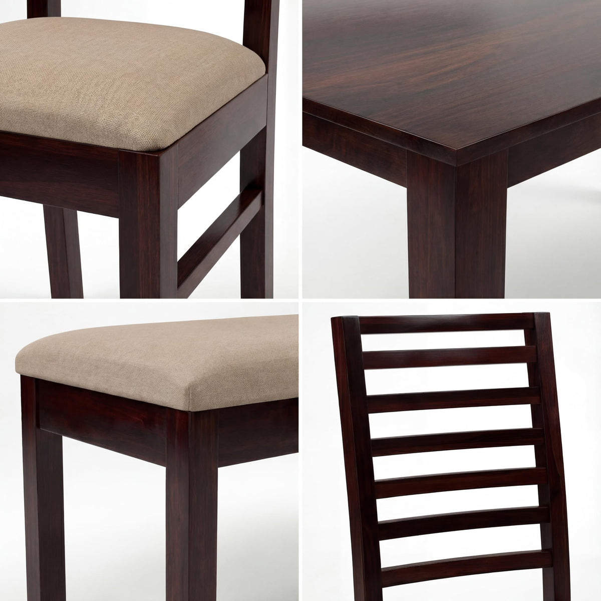 7 Fanti Solid Sheesham Wood 8 Seater Dining Table Set in walnut finish - table top close-up