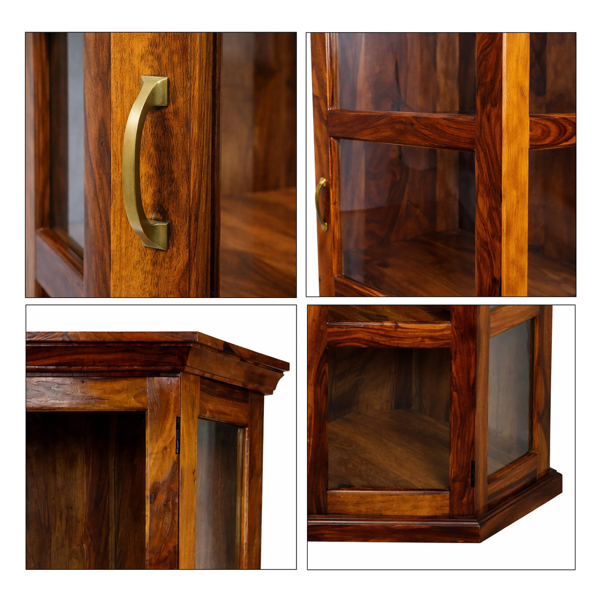 Astro Book Shelf Solid Sheesham Wood Crockery Cabinet in natural finish - styled in a dining room