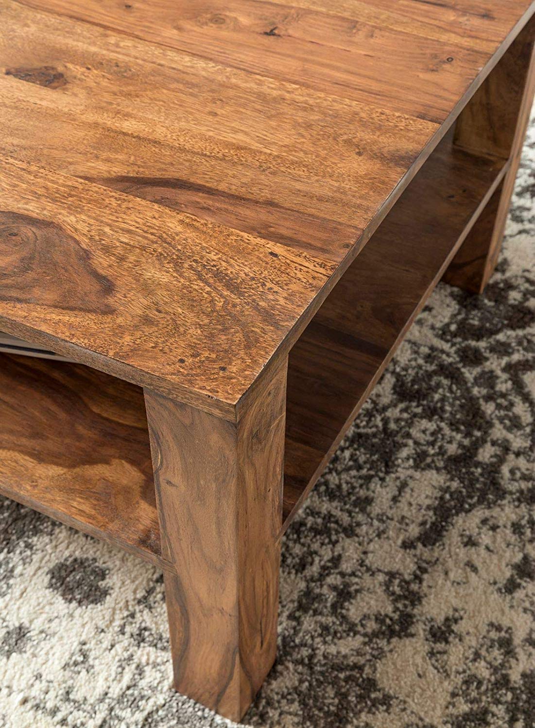 RK--10 Solid Sheesham Wood Coffee Table - styled in a living room