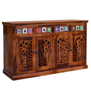 Wooden Sideboard Tv Cabinet for Living Room - Honey Teak Finish