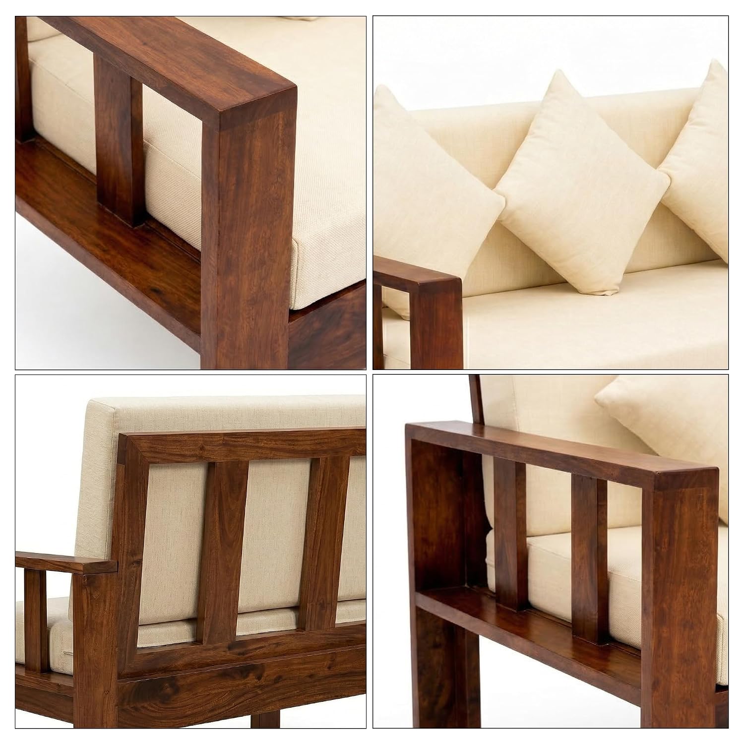 Natraj 7 Seater Solid Sheesham Wood Sofa Set for Living Room - Natural Finish