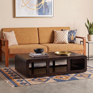 CCT Solid Sheesham Wood Coffee Table - Walnut Finish