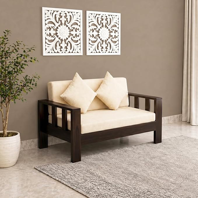Natraj Solid Sheesham Wood Sofa Set | 2 Seater Sofa Setwith Cushion Seat